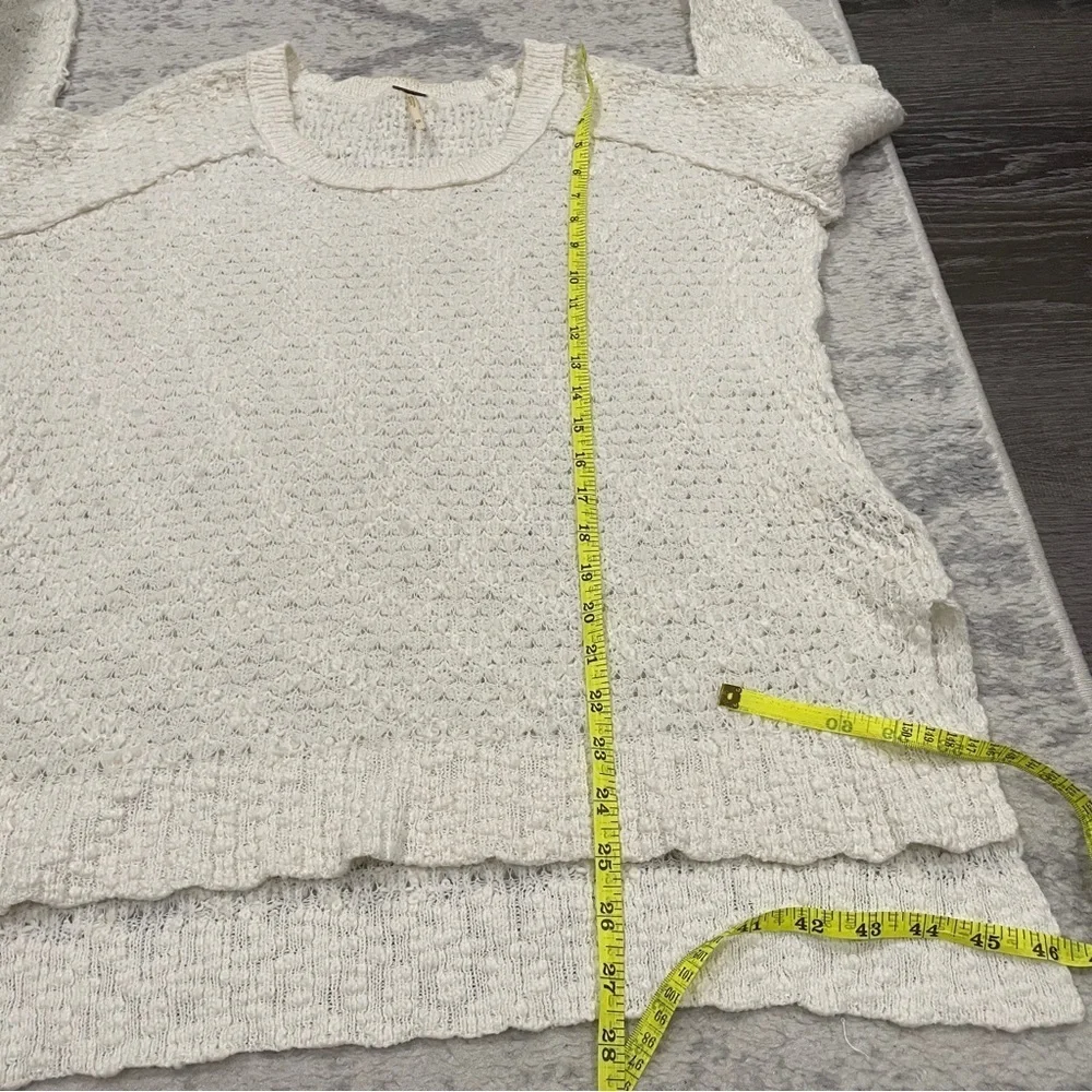 Free People Cream Textured Knit Wool Sweater